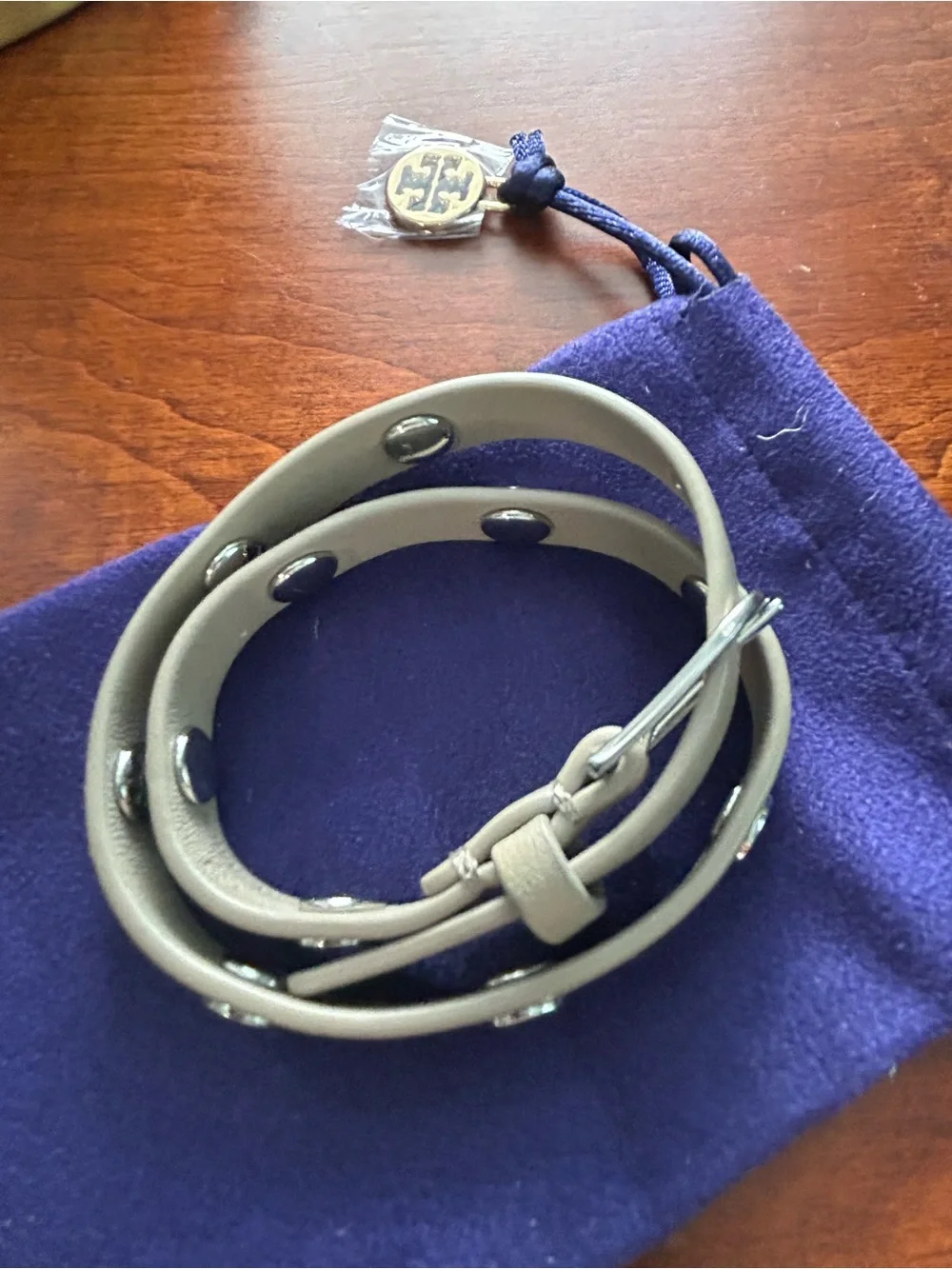 Tory Burch Leather Wrap Bracelet with Decorative Studs